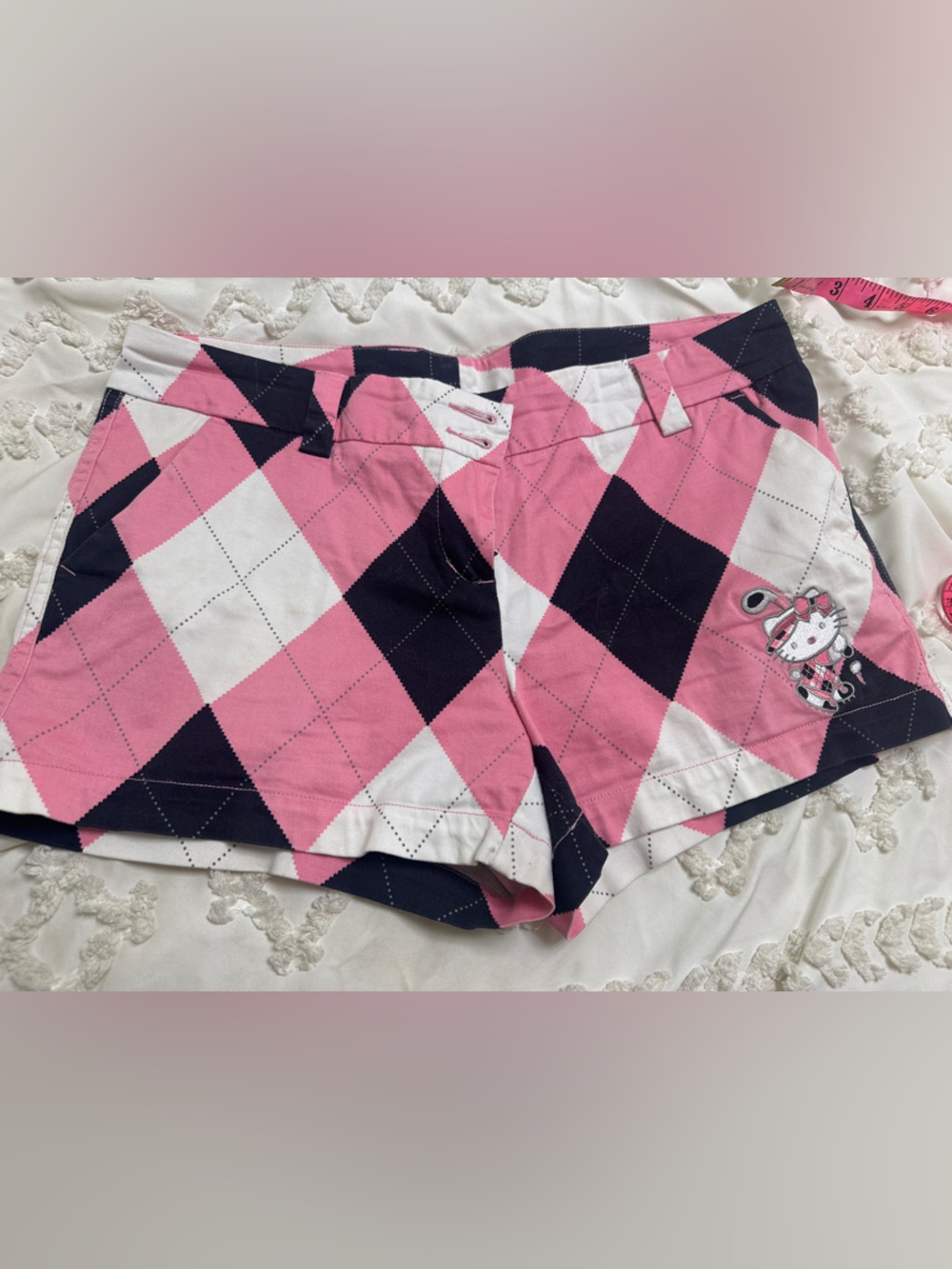 Hello Kitty Pink Navy & White Argyle Golf Skort loudmouth John Daly